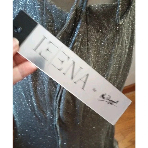 Ieena for Mac Duggal Womens Sz 4 Lace-Up Trumpet Formal Prom Dress Gown Silver - Picture 10 of 11